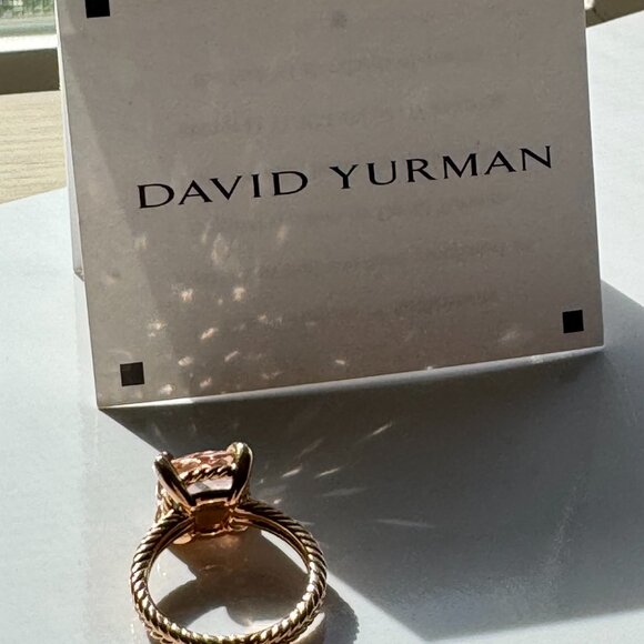 David Yurman Chatelaine 11mm Morganite Rose Gold Ring w/ 8 Small Diamonds - Picture 6 of 10